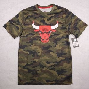 NBA Chicago Bulls Graphic Logo Men's Size S Camouflage Crew Neck Mesh T-Shirt